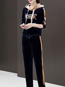 Casual Colouring Plain Printed Long Sleeve Hoodies Suit