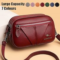 Women's Crossbody Bag Shoulder Bag Hobo Bag PU Leather Outdoor Daily Holiday Zipper Large Capacity Durable Solid Color claret Black Yellow miniinthebox - thumbnail