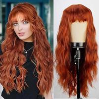 Auburn Wig with Bangs Soft Long Wavy Wigs for Women Curly Synthetic Wig Replacement Halloween Costumes Cosplay Party Wigs Lightinthebox - thumbnail