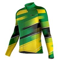 21Grams Men's Cycling Jersey Long Sleeve Bike Top with 3 Rear Pockets Mountain Bike MTB Road Bike Cycling Breathable Quick Dry Moisture Wicking Reflective Strips Green Stripes Polyester Spandex Sports Lightinthebox - thumbnail