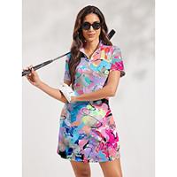 Women's Tennis Dress Golf Dress Pink Short Sleeve Dress Ladies Golf Attire Clothes Outfits Wear Apparel Lightinthebox