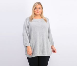 Womens Plus Size Cotton Boat-Neck Sweater  Smoke Grey