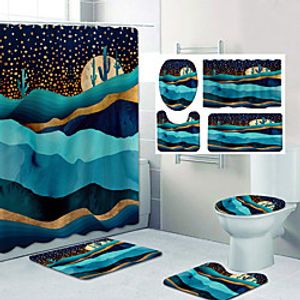 Beautiful Mountains Pattern Printing Bathroom Shower Curtain Leisure Toilet Four-Piece Design Lightinthebox