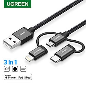 UGREEN Micro USB Lightning USB C Cable 1 to 3 High Speed 2.4 A 1.5m(5Ft) 1.0m(3Ft) TPE Aluminium Alloy For Samsung Xiaomi Huawei Phone Accessory Lightinthebox