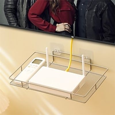 Router Rack TV Set-top Box Organizer Self-adhesive Shelf Wall-mounted No-drill Storage Box Placement Rack Decorative Shelves Lightinthebox