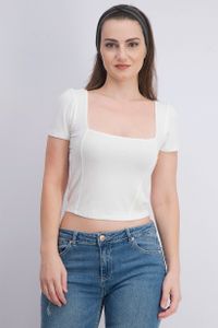 Womens Square Neckline Top  White