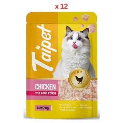 Taipet Cat Wet Food Pouch Chicken in Broth-70g Pack Of 12