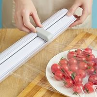 Cling Film Cutter Food Wrap Dispenser Sliding Knife Type Magnetic Wall-mounted Barbecue Tin Foil Cutting Box Home Kitchen Tool miniinthebox - thumbnail