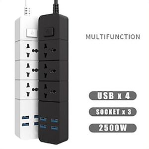 Surge Protector Power Strip with USB Ultra Thin Flat Plug 2M Long Extension Cord 2500W 3 USB A   4 AC Outlets Surge Protection Wall Mount for Home Office Dorm Room Lightinthebox