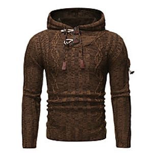 Men's Stylish Color Block Pullover Long Sleeve Sweater Cardigans Hooded Fall Camel miniinthebox