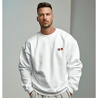 100% Cotton Men's Sweatshirt Pullover Basic Fashion Daily Casual Sweatshirts Graphic Black White Long Sleeve Holiday Vacation Streetwear Crew Neck Spring   Fall Clothing Apparel Designer S M L Lightinthebox - thumbnail