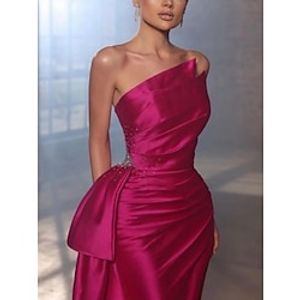 A-Line Evening Gown Elegant Dress Formal Court Train Sleeveless Strapless Satin with Pleats Ruched Sequin 2023 Lightinthebox