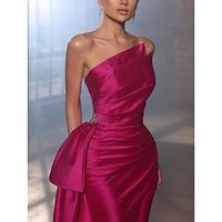A-Line Evening Gown Elegant Dress Formal Court Train Sleeveless Strapless Satin with Pleats Ruched Sequin 2023 Lightinthebox - thumbnail