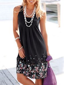 Scoop Neck Floral Printed Shift Dress