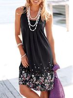 Scoop Neck Floral Printed Shift Dress - thumbnail