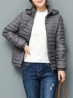Casual Solid Long Sleeve Hooded Down Coat