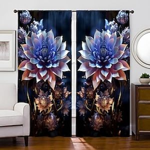 2 Panels Lotus Flower Curtain Drapes Blackout Curtain For Living Room Bedroom Kitchen Window Treatments Thermal Insulated Room Darkening Lightinthebox
