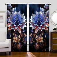 2 Panels Lotus Flower Curtain Drapes Blackout Curtain For Living Room Bedroom Kitchen Window Treatments Thermal Insulated Room Darkening Lightinthebox - thumbnail