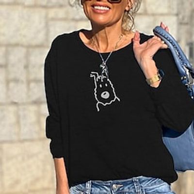 Women's Sweatshirt Pullover Dog Print Daily Sports Hot Stamping Active Streetwear Hoodies Sweatshirts  Black Blue Gray Lightinthebox
