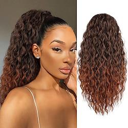 Ponytail Extension for Black Women Drawstring Ponytail Long Curly Wavy Ponytail Synthetic Clip in Ponytail Hair Extensions Lightinthebox