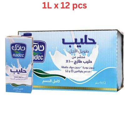 Nadec Long Life Milk Full Cream 1L (Pack of 12)