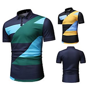 Men's Polo Other Prints Color Block Short Sleeve Casual Tops Casual Black Navy Blue Lightinthebox