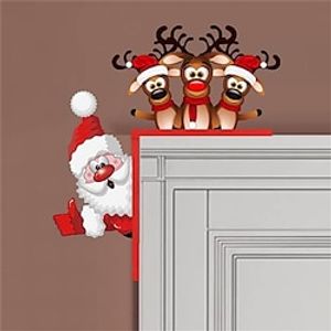 Santa Claus Door Corner Decoration Pendant Elk Door Hanging Wooden Ornaments Door Frame Reindeer Wooden Pendant Lightinthebox