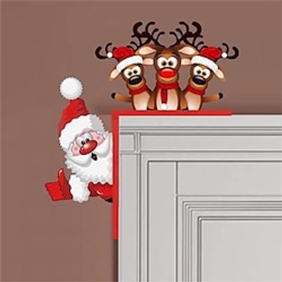 Santa Claus Door Corner Decoration Pendant Elk Door Hanging Wooden Ornaments Door Frame Reindeer Wooden Pendant Lightinthebox