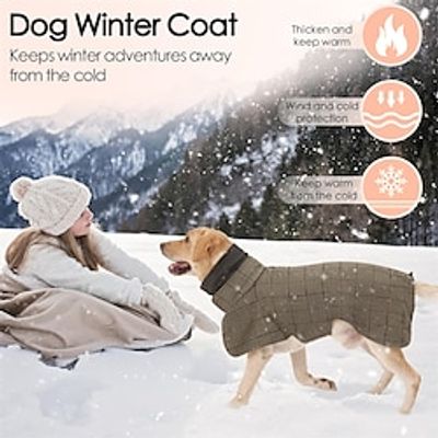 Warm Dog Coat Windproof Dog Suit British Style Dog Jacket Dog Winter Coat with High Collar Large Dog Clothes Thickened Dog Coat Cold Weather Coats for Small Medium Large Dogs Lightinthebox