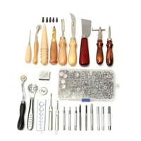 25 Pcs Leather Craft Sewing Stitching Stamping Punch Carving Cutter Tools Set Kit