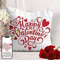 1PC Custom Valentine's Day Double Side Pillow Cover Soft Decorative Square Cushion Case Pillowcase for Bedroom Livingroom Sofa Couch Chair Personalized Valentine Gift Custom Made Lightinthebox - thumbnail