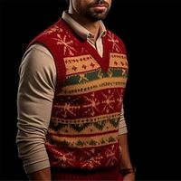 Tribal Bandana Print Retro Vintage Tribal Men's Knitting Print Sweater Vest Knitwear Outdoor Daily Vacation Sleeveless V Neck Sweaters Wine Black Brown Fall Winter M L XL Sweaters Lightinthebox - thumbnail