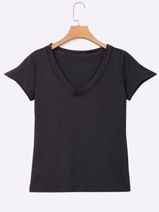 Grey Low Cut V-neck T-shirts