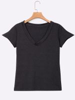 Grey Low Cut V-neck T-shirts - thumbnail