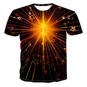 Men's T shirt Galaxy Color Block 3D Print Tops Black miniinthebox