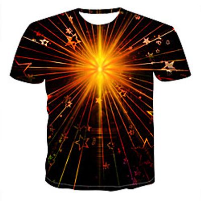 Men's T shirt Galaxy Color Block 3D Print Tops Black miniinthebox