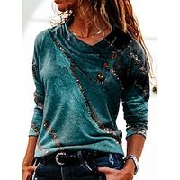 Women's Sweatshirt Pullover Basic Blue Purple Brown Graphic Abstract Street Round Neck Long Sleeve miniinthebox - thumbnail