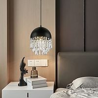 Pendant Light with Crystal Kitchen Island Pendant Lights, Mini Crystal Chandeliers with Adjustable Black Metal Shade Hanging Ceiling Lamp for Kitchen, Dining Room, Bedroom, Hallway 110-240V Lightinthebox - thumbnail