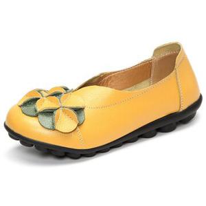 Socofy Flower Leather Flats