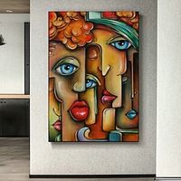 Original modern art Hand painted Picasso inspired Abstract Expressionism Gril Face Large wall art bright painting unique art home decor art No Frame Lightinthebox