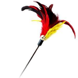 Pawsitiv Interactive Cat Teaser Wand Toy - Feather Red-Yellow-Black Medium