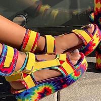 Women's Vintage Shoes Lace Up Sandals Strappy Sandals Boho Bohemia Beach Height Increasing Shoes Party Outdoor Shoes And Bags Matching Sets Buckle Flat Heel Round Toe Bohemia Classic Casual Walking Lightinthebox - thumbnail