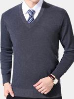 Brief Style Warm Knitted V-neck Casual Sweater - thumbnail