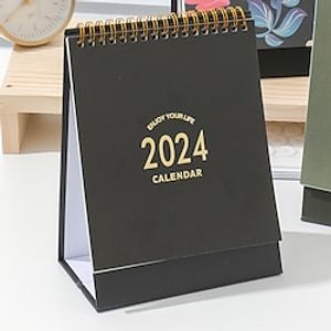 1pc 2024 Desk Calendar Standing Flip Calendar Desktop Calendar Thick Paper Strong Twin-Wire Binding With Stickers For Home Office School miniinthebox