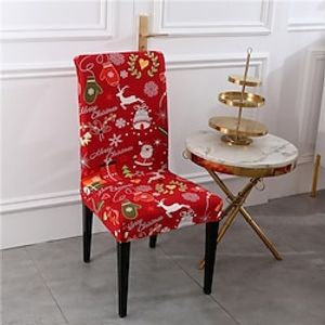 Stretch Christmas Dining Chair Cover Soft Chair Seat Slipcover Durable Washable Furniture Protector For Dining Room Party miniinthebox