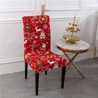 Stretch Christmas Dining Chair Cover Soft Chair Seat Slipcover Durable Washable Furniture Protector For Dining Room Party miniinthebox - thumbnail