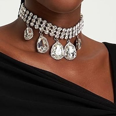 Choker Necklace Zircon Rhinestones Women's Luxury Tassel Tassel Fringe Wedding Drops Necklace For Wedding Party Lightinthebox