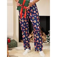 Men's Christmas Pajamas Flannel Pajama Pants Lounge Pants 1 pcs Graphic Prints Stylish Casual Comfort Home Christmas Daily Cotton Blend Comfort Soft Pant Drawstring Elastic Waist Spring Fall Black Lightinthebox - thumbnail