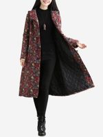 Casual Floral Printed Women Cotton Coats