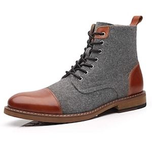 Men's Boots Brogue Dress Shoes Walking Casual Daily Leather Comfortable Booties / Ankle Boots Loafer dark brown Black Light Grey Spring Fall miniinthebox